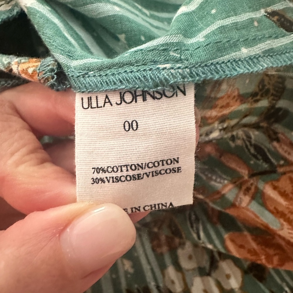 Ulla Johnson Green And Orange Floral Midi Dress - image 6